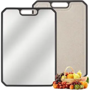 Stainless Steel Cutting Board, Double Sided Cutting Board with Deep Juice Grooves & Built-in Handles for Kitchen, Easy to Clean, 15 x 10 Inches