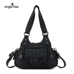 Angel Kiss Small Purses for Women Hobo Shoulder Bags Y2K Vegan Leather Multi-Pocket Handbags Designer Crossbody Tote Bag