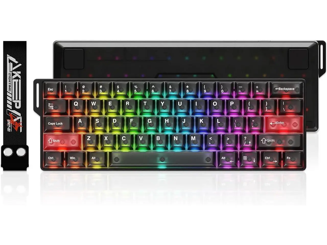 DAREU COOL60 60% Hall Effect Gaming Keyboard with Magnetic Switch, SOCD, 0.01mm Actuation Adjustable Rapid Trigger, 8000 Hz Polling, Frosted Transparent Keycaps, Hot-swap, RGB Backlit, Black