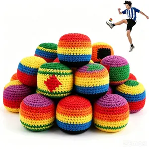 2026 Upgrade Unisex Crocheted Hacky Sacks - 6ct Multicolor Geometric Juggling Balls for Adult Beginners, Coordination Boost