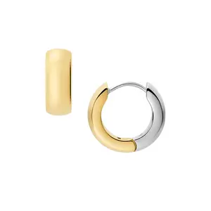 Fossil Women's Ellis Domed Collection Two-Tone Stainless Steel Hoop Earrings