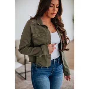 Gemma Risen Denim Jacket - Dark Olive