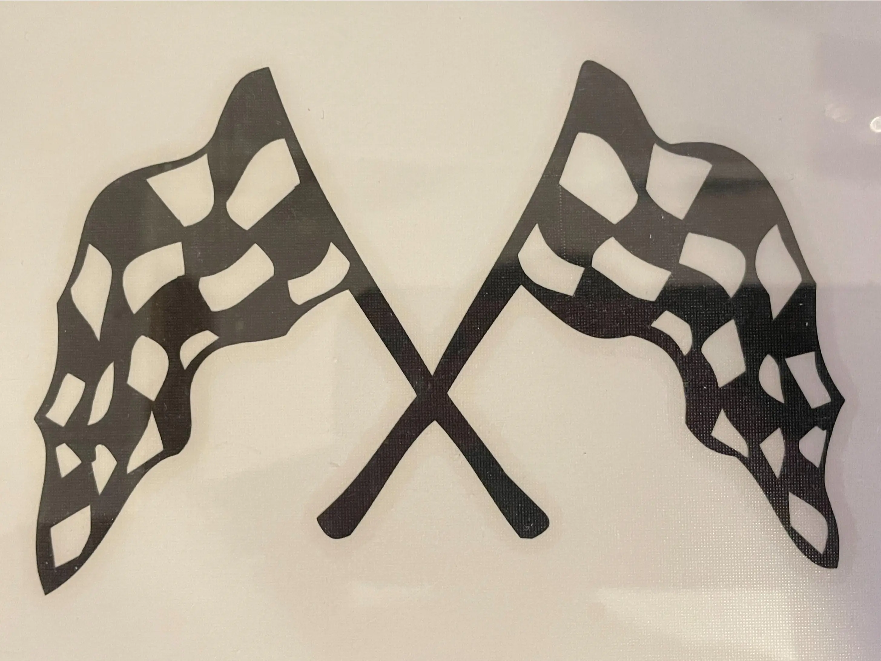 Checkered Flag Car Decal - Crossed Black Vinyl Peel-Stick Sticker for Cars Trucks, 4x2.6 in, Adds Sporty Look, Weather Resistant
