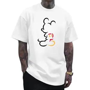 【FathersDayGift】Men's Cartoon Line Pattern Graphic T-Shirt, Casual Loose Fit Cotton Tee, Comfortable Streetwear Top