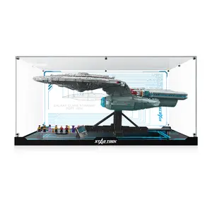 Display Case for 10356 Star Trek U.S.S. Enterprise, Dustproof Acrylic Showcase with Dimmable Light & 360° Clear View – Collector's Edition Stand for Building Sets