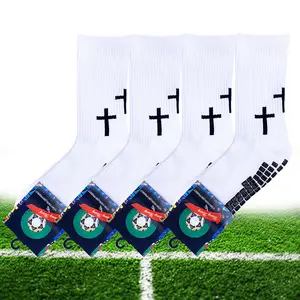 Cross Grip Soccer Socks - Anti-Slip Grips Sports Socks with Breathable & Thickened Sole for Men Women Youth US 6-13