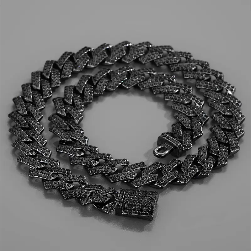 Gun black & black diamond chain