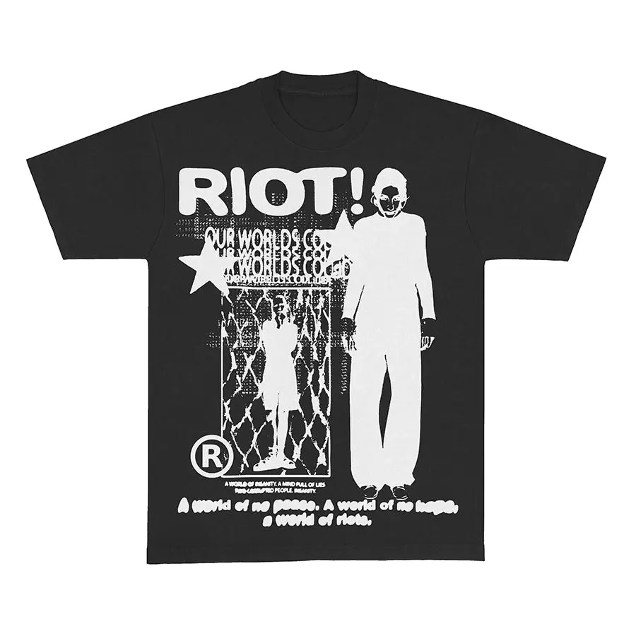 Youth and Adult RIOT Men 90s Graphic Tees, Menswear Streetwear Crewneck Shortsleeve Casual Tropical Summer Top