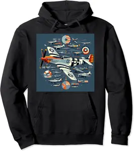 P51 Mustang WW2 Warplane Airplane Infographics Pullover Hoodie - Kevincifuen Shop 53B0CPZSR7CH