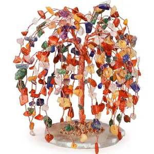 7 Chakra Healing Crystal Tree of Life, Home and Office Desk Décor, Feng Shui Money Bonsai Trees for Postive Energy, Wealth, Good Luck, Protection, Reiki Healing Crystals and Stones, Spiritual Gifts