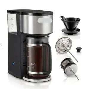 Home Barista 7-in-1 Coffee Maker with Drip Filter and Reusable Features for Perfect Brews Coffee Espresso Grinder Speed Variable Tamper Support Stand power high cafetera Pressure Espresso Machine with Milk Frother carafe