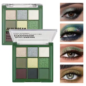 Green And Brown Phantom Light 9-color Eyeshadow, Highly Pigmented Palette, ultra-fine silky powder, easy to smudge, high color intensity, less powder flying, long-lasting, creates soft natural or Christmas makeup looks