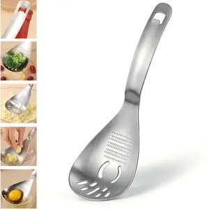 Multi-Functional Grater Spoon, 304 Stainless Steel Garlic Ginger Grinder, Reverse Grinding Design, Efficient Kitchen Utensil, Food Grade Stainless Steel, Home Kitchen Use