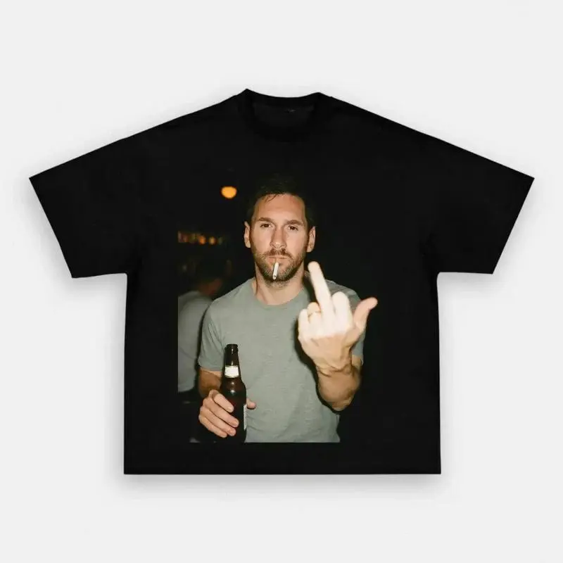 Messi After Hours Funny Graphic Printed T‑Shirt Retro Acid Snow Wash Oversized Heavyweight Cotton O‑Neck Short Sleeve Top Hip Hop Streetwear Trendy Casual Daily Sports Wear Unisex Fashion Accessories Tee For Men Women Soccer Fan 2026 New Gift