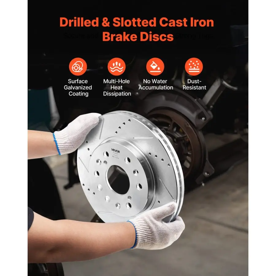 【Summerfinds】 VEVOR Front Brake Kit Compatible with 2008-2016 Cadillac Escalade/Escalade ESV, 2017-2020 Cadillac Escalade/Escalade ESV (Models without Brembo Brake Package), Drilled Slotted Brake Rotors Kitdealsforyoudays