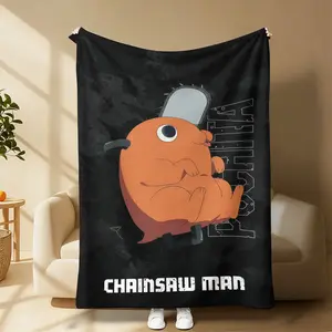 Chainsaw Man Pochita Pattern Blanket Warm Fluffy Plush to Wrap Yourself in the Coolness of Pochita Perfect Anime Gift Blanket Pochita Chainsaw Man Print Soft Plush for Birthdays, Christmas & Surprises for Your Otaku Friend!Suitable for use in sofas，etc