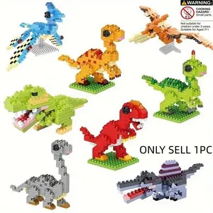 Dinosaur Series Micro Particle STEM Building Blocks, 8 Different Dinosaurs, Educational Puzzle Toy, DIY Model Gift for Birthday Halloween Christmas, Building Block Sets