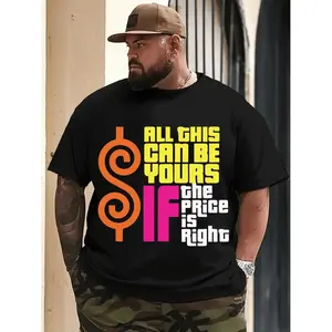 Plus Size Heavyweight 100 Cotton MenS Tshirt Featuring All This Can Be Yours If The Price Is Right Game Show Graphic Casual Round Neck Short Sleeve Tee With Colorful Retro Design For Casual Wear And Themed Events