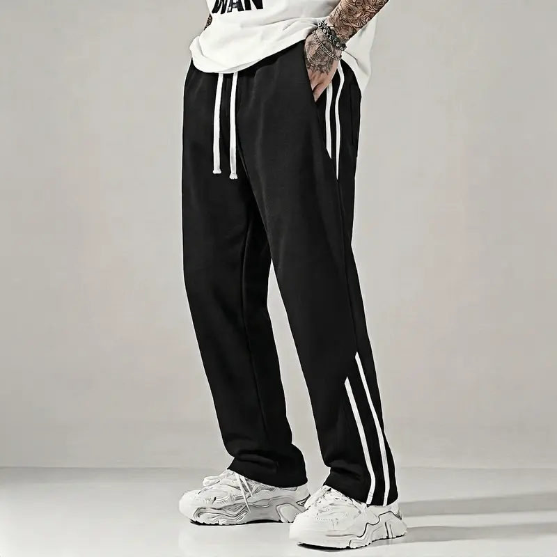 Fashion Style Sporty Vintage Side Stripe Wide Leg Pants with Classic Stripes Adjustable Drawstring Waist for Comfort Multiple Colors Retro Versatile for Everyday Use