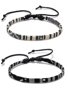 Adjustable Rope Bracelet Set, Unisex Design Jewelry for Party, Daily Clothing Decor, Trendy All-match & Exquisite Jewelry for Birthday Gift, Adjustable Slider Bracelets, Adjustable Strap Bracelets, Boho Style Bracelet, Trendy Fashionable Accessories