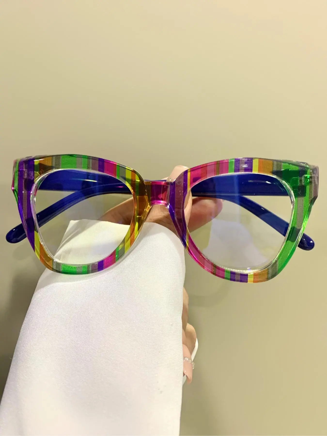 Unisex Colorblock Patchwork Cat Eye Frame Eyeglasses, Trendy Casual Eyeglasses for Everyday Use, Fashion Accessories for Outdoor Activities, Trendy Casual Frames, Fashionable Frames Glasses