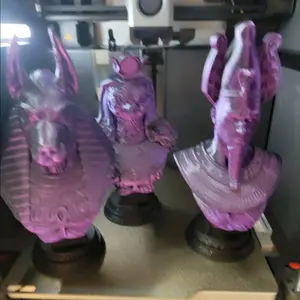 Busts of Egyptian gods (Anubis, Ra, Osiris)