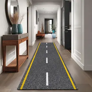 Creative Road Pattern Floor Mat, Rectangle Home Decorative Carpet, Fashionable Floor Mat for Home Living Room Bedroom Coffee Shop
