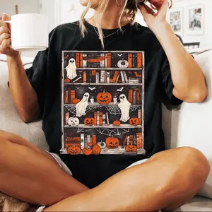 Halloween Bookshelf Ghosts READY TO PRESS DTF TRANSFER