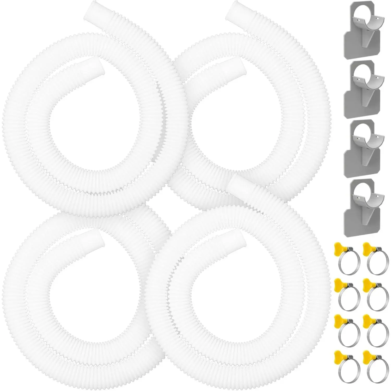 Hose for Pool Pump 1.25" Diameter Swimming Pool Hose for Above Ground Pools, 59" Long 4 Pack Filter Pump Hose for Pump Models(330 GPH, 530 GPH, 1,000 GPH)