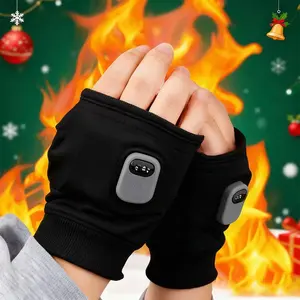 Electric Heating USB Charging Finger-Separated Half-Finger Touchscreen Smart Heated Winter Warm Gloves, Adjustable Settings, Office Outdoor Driving Use Warmth