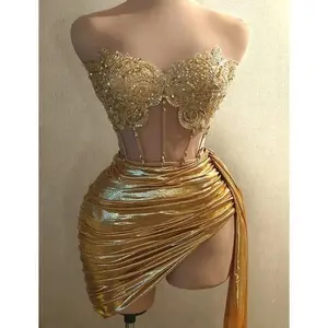 New High-End Dress, Fashionable and Sexy Tube Top, Rhinestone Chain Waist Skirt Suit, Bar Nightclub Performance Clothing