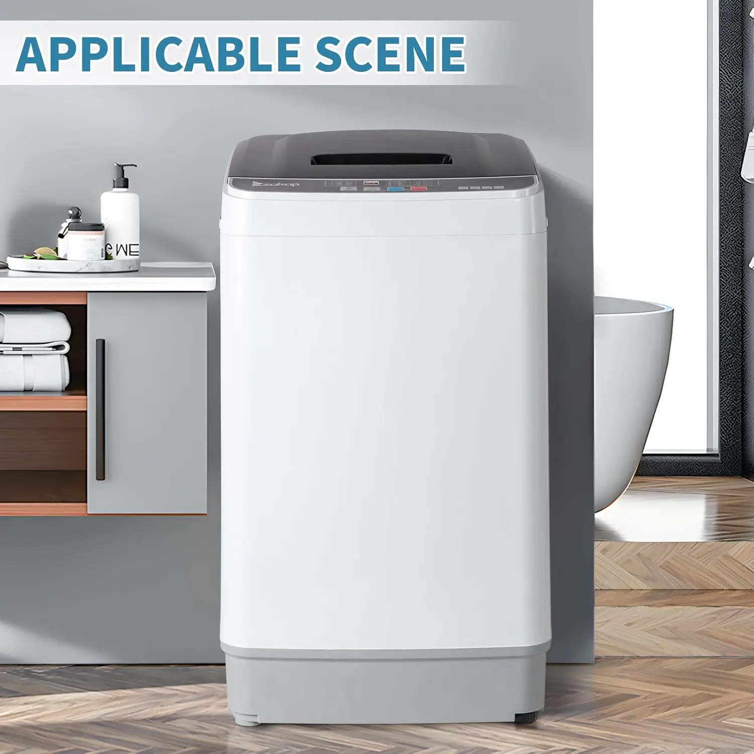 Full Automatic Washing Machine - 17.6Lbs Top Load Portable Mini Washer with Drain Pump, 10 Wash Programs, 8 Water Levels, 2-in-1 Washer Dryer for Apartments, RV Camping, Portable Washing Machine