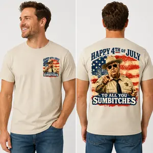 Happy 4th Of July To All You Sumbitches Retro Movie T-Shirt