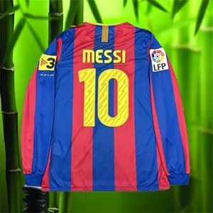 2010 2011 Home retro No.10 Messi Stripe Long sleeve Soccer jersey