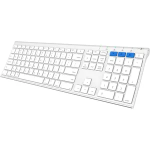 Keyboard for  iPad Multi-Device Stainless Steel Full Size  Keyboard Compatible with iPad, iMac,  mini, MacBook,  Built-in Rechargeable
