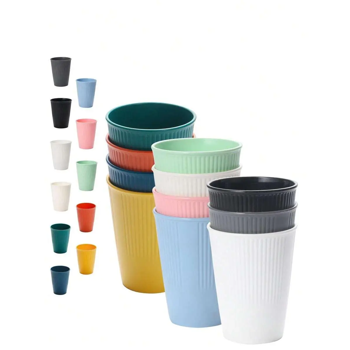 4-Piece Colorblock Drinkware Set, 75ml Multicolor Round Cylindrical Plastic Cups, Dishwasher & Microwave Safe for Dorms and Picnics, Outdoor, Round Cup