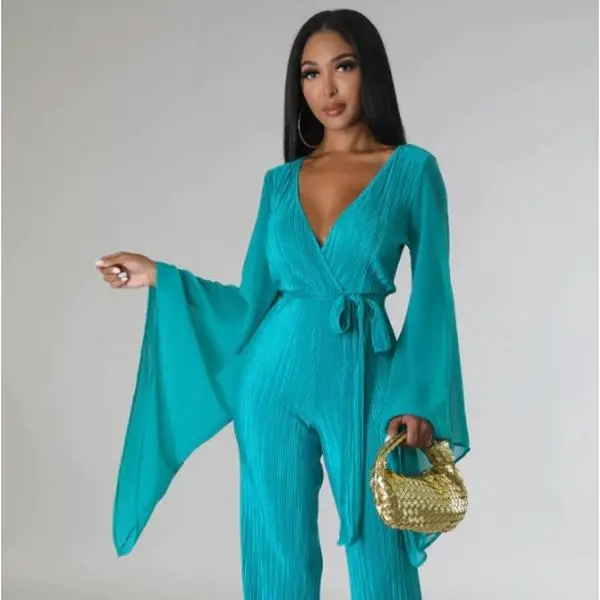 Kenta Semi Stretch Jumpsuit Teal