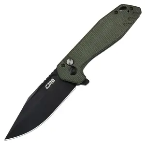 CJRB Riff Hunting Folding Knife with AR-RPM9 Steel Blade, Army Green Micarta and G10 Handle for Camping Hunting, Everyday Carry and Tactical Equipment