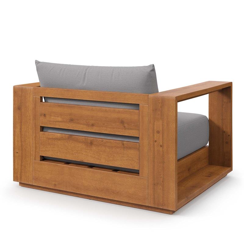 Modway Tahoe Outdoor Patio Acacia Wood Chair in Natural Light Gray