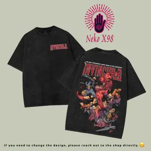 INVINCIBLE - DEATH OF EVERYONE , Invincible ss4 Comics T-Shirt, TV Show Comics Washed T-shirt invincible war graphic tee Menswear streetwear lover Gamis Clothes  Seamless Oversized