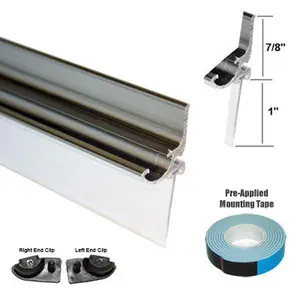 Gordon Glass® 25" Chrome Framed Shower Door Replacement Drip Rail with Vinyl Sweep and Pre-applied Mounting Tape