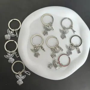 1/20pcs Angel Alphabet Keychain | Choose Your Initial Letter A-Z with Decorative Charms, Alloy Construction, Ideal for Bags & Car Keys - Perfect Birthday Gift