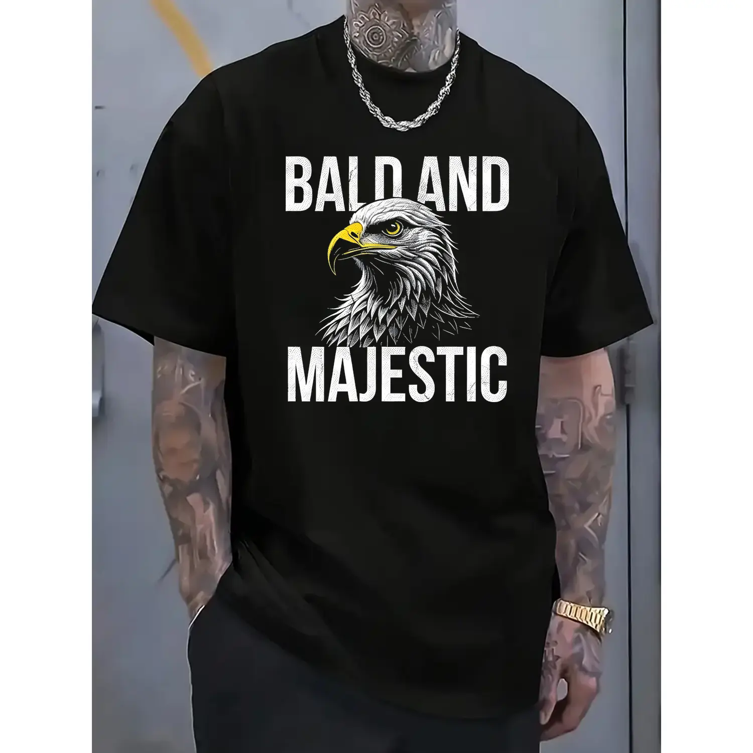 Mens Funny Washed Cotton T-shirt Bald and Majestic Sarcastic Eagle Graphic Novelty Tee for Men Mens Funny Washed Cotton T-shirt Cool Vintage Fashion T-Shirt Gift Classic Menswear Sarcastic Animal Short Sleeve Navy