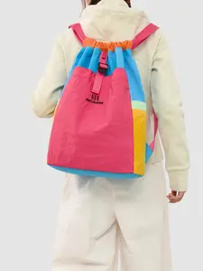1pc  Backpack color blocking large capacity women's backpack drawstring closure fashionable and versatile casual trend suitable for college students, campus commuting, outdoor hiking, women's backpack Trendy backpack