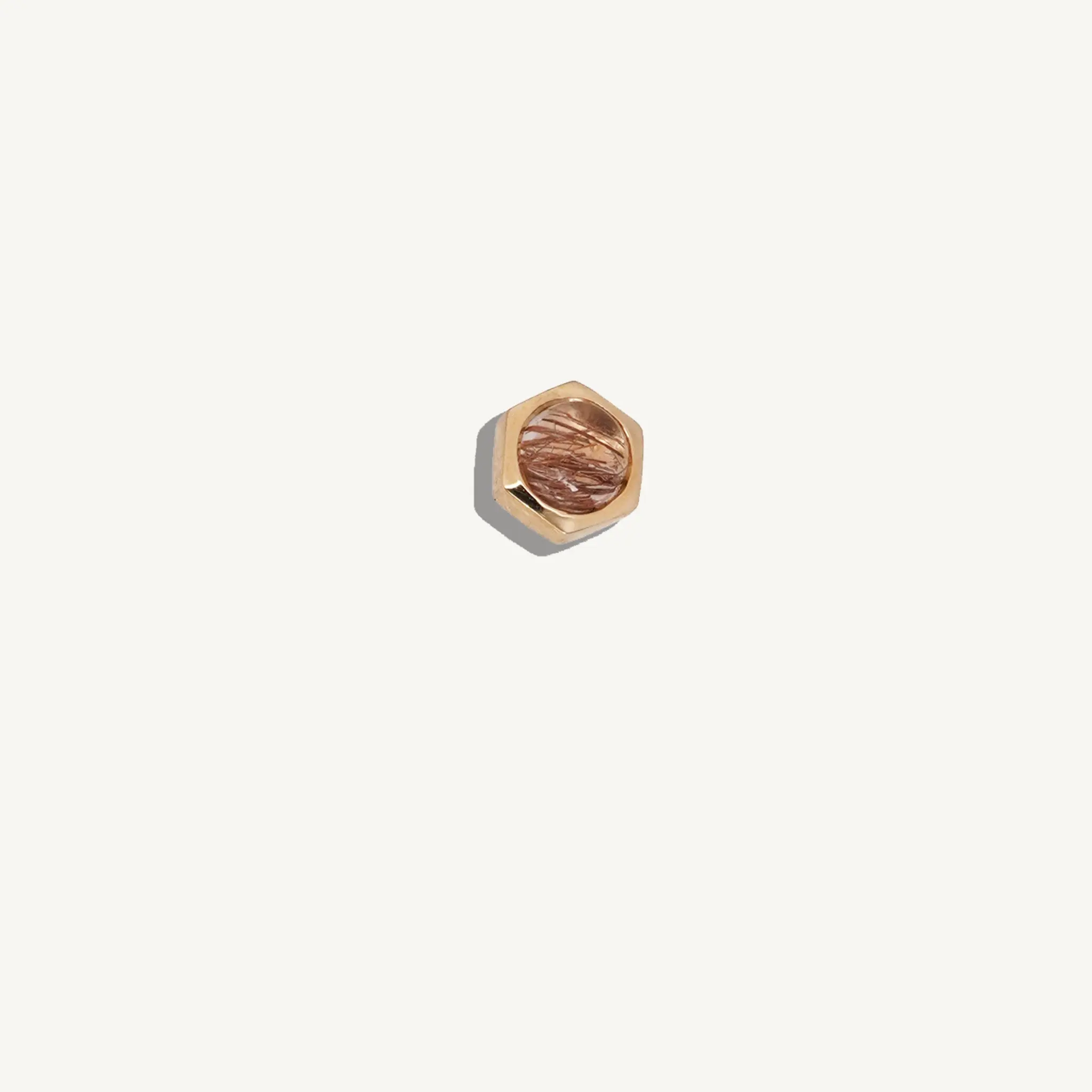 Rutilated Quartz 14k Yellow Gold Stud Earring