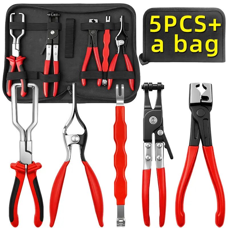 Automotive Electrical Disconnect Pliers Kit,Auto Repair Plier,High-Carbon Steel Connector Separator 60° Pliers,Hose Clamp Plier,Car Trim Clip Removal Pliers,Plug Release Tool and Wire Terminal Removal in Storage Bag.
