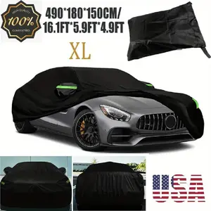 Car Cover for Automobiles All Weather Waterproof, Universal Fit Sedan Chevrolet Corvette, Ford Fusion, Kia Stinger, Nissan Maxima, Buick Regal, Subaru Legacy, Honda Accord etc Black