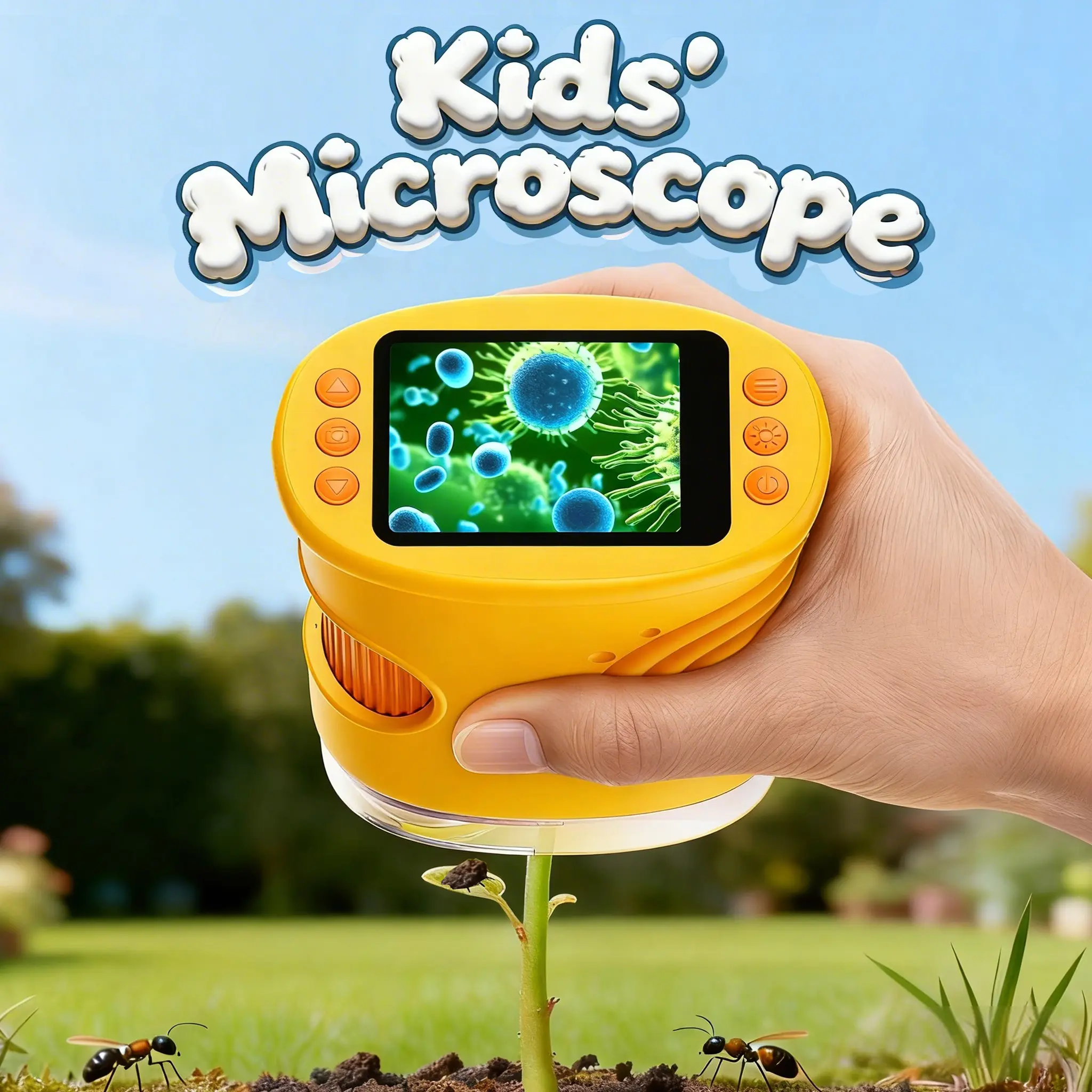 ASPOVEN Kids Handheld Digital Microscope, 4K, 2.0" Screen, 1000X Zoom, Rechargeable Portable STEM Microscope for Curious Kids Ages 3+,summerwins
