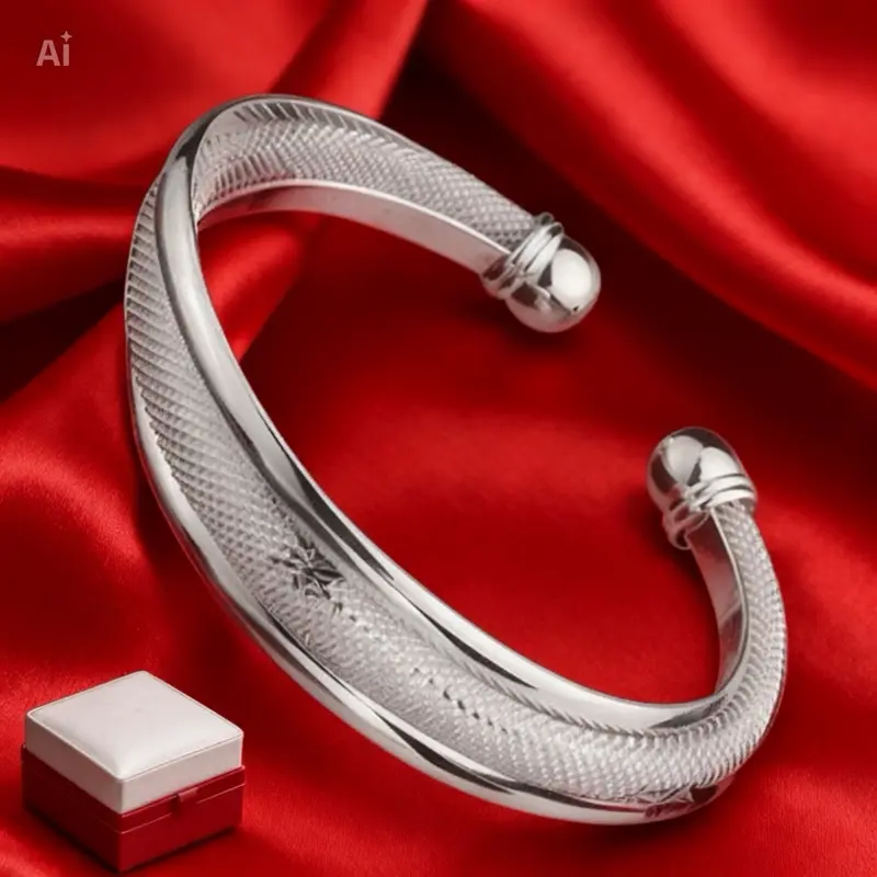 Women's Silver Double-Net Alloy Fashion Bangles