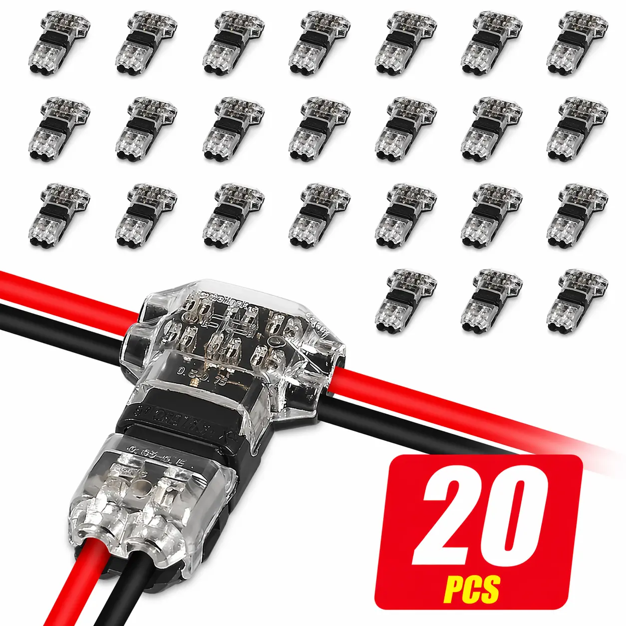 T2 Quick Connector, T-Type 2-Pin Wire Splice Connector, Solderless No-Stripping Wire Connector, Durable and Reliable for LED Strip Lights, Automotive Wiring, TikTok Shop Deal